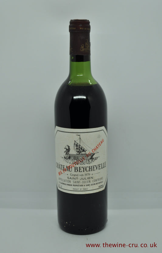1979 vintage red wine. Chateau Beychevelle. France Bordeaux. The bottle is in good general condition with the wine level being top shoulder. Immediate delivery Free local delivery. Gift wrapping available.