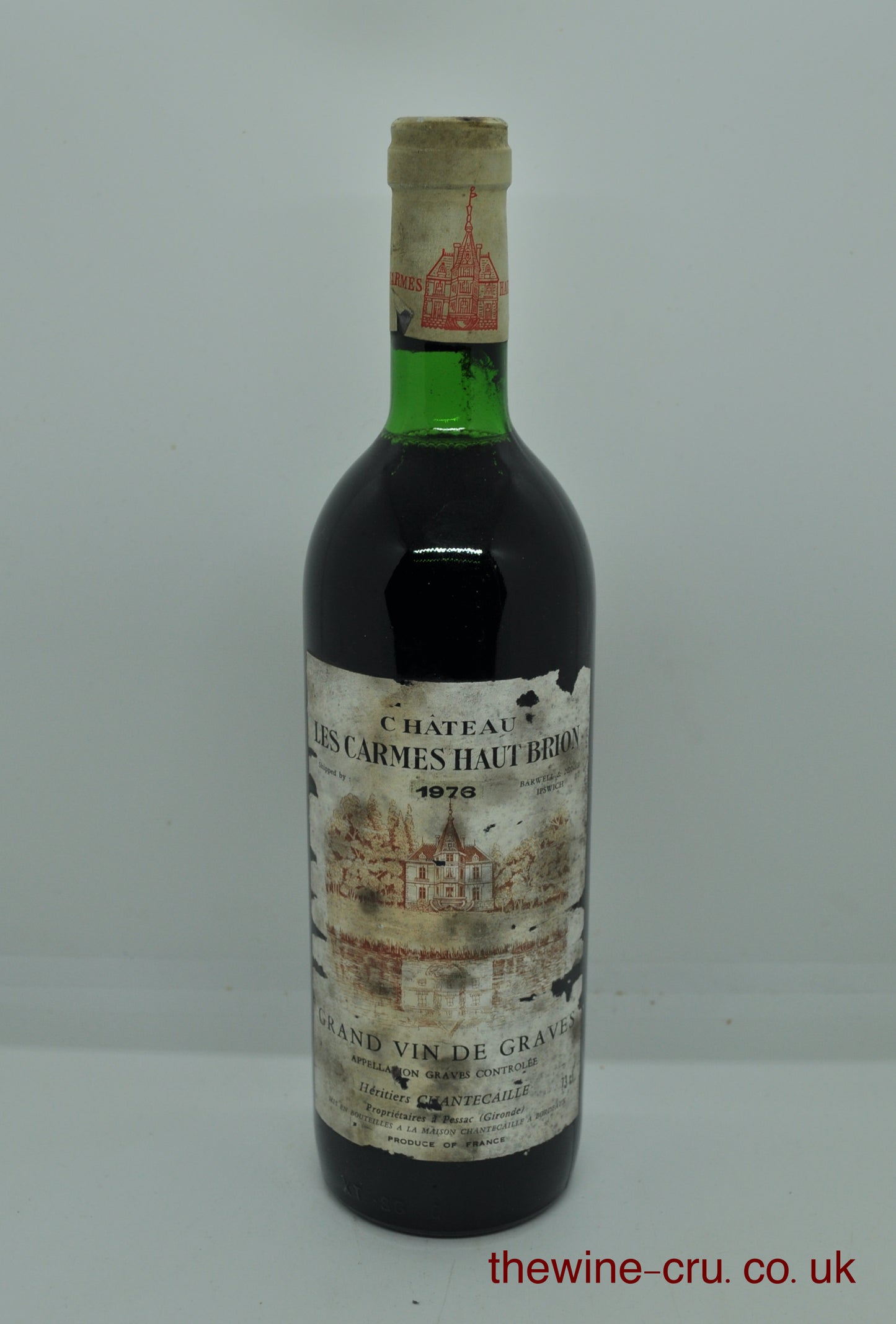 1976 vintage red wine. The label is heavily bin soiled but all important information is readable. Immediate delivery. Free local delivery. Gift wrapping available.