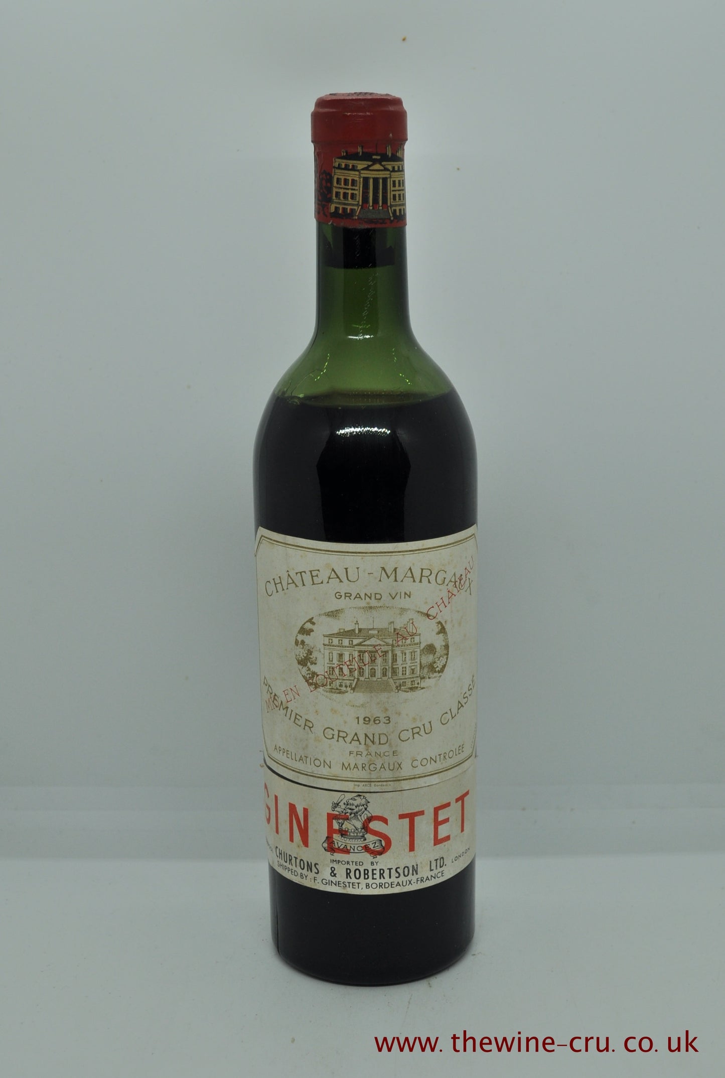 1963 vintage red wine. The level of the wine is mid shoulder and the label a little bin soiled, but complete. Immediate delivery. free local delivery. Gift wrapping available.