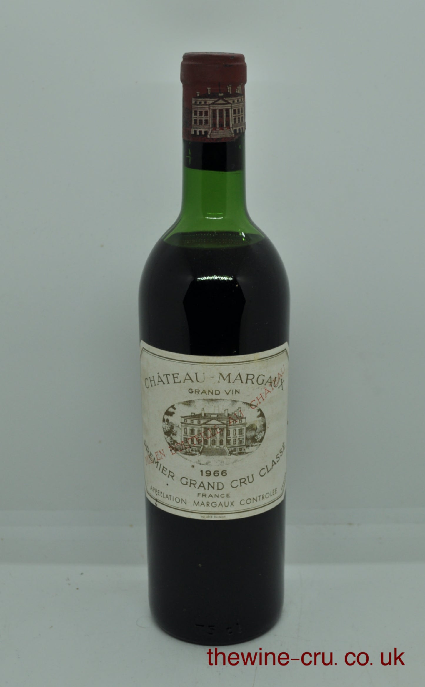 1966 vintage red wine. The bottle is in good condition for its age, with the wine level being top shoulder. Immediate delivery. Free local delivery. Gift wrapping available.