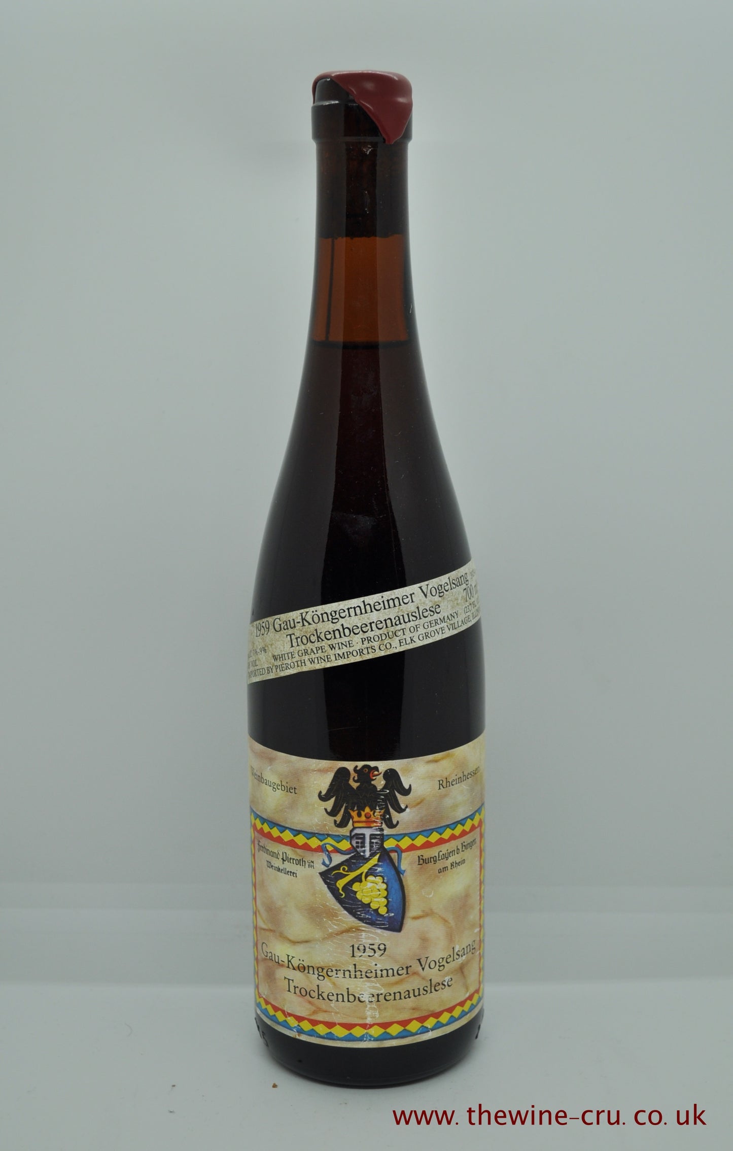 1959 vintage sweet white wine. Gau - Kongernheimer Vogelsang Trockenbeerenauslese 1959. Germany. immediate delivery. Free local delivery. Gift wrapping available.