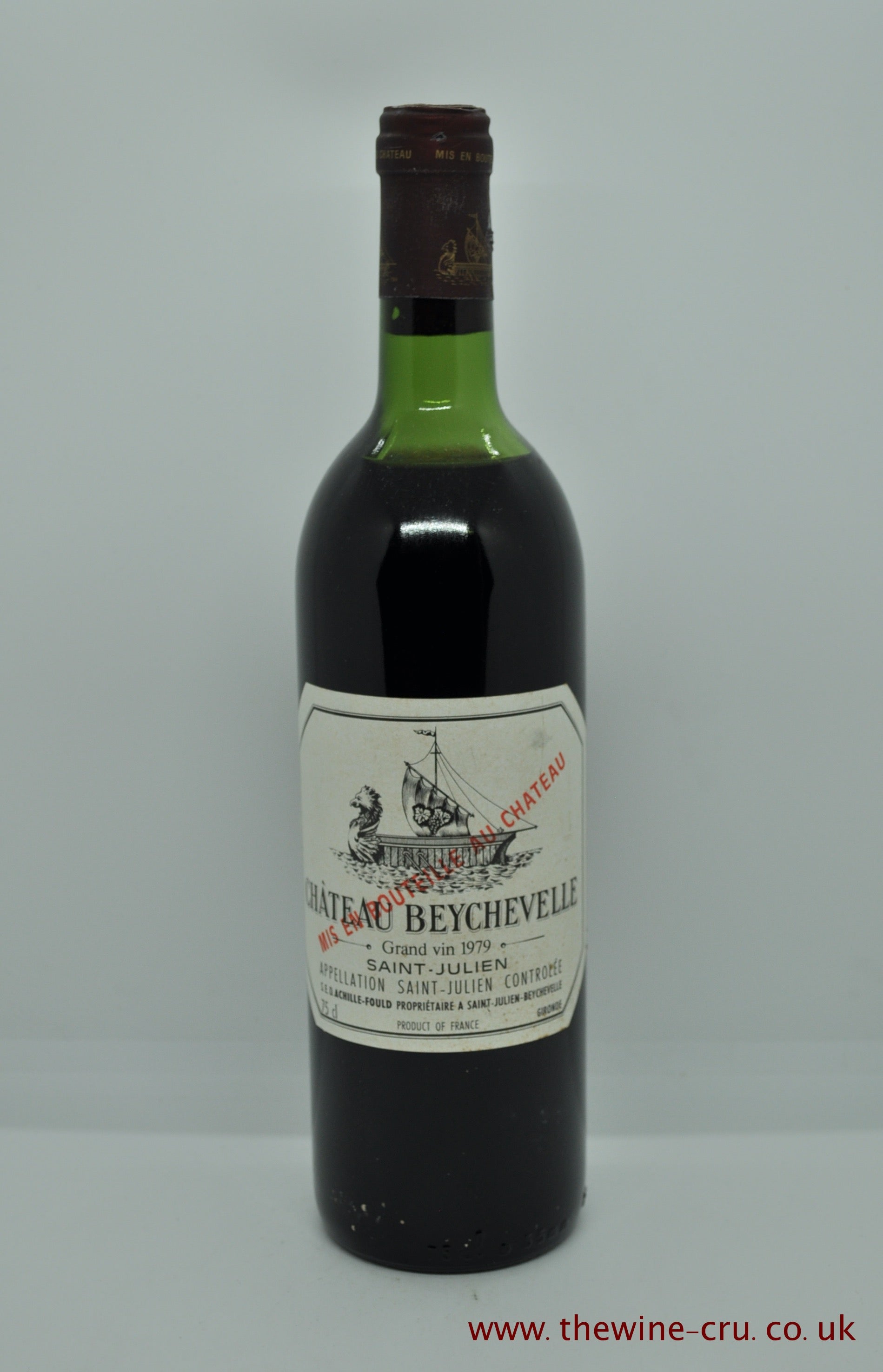 1979 vintage red wine. Chateau Beychevelle. France Bordeaux. The bottle is in good general condition with the wine level being top shoulder. Immediate delivery Free local delivery. Gift wrapping available.