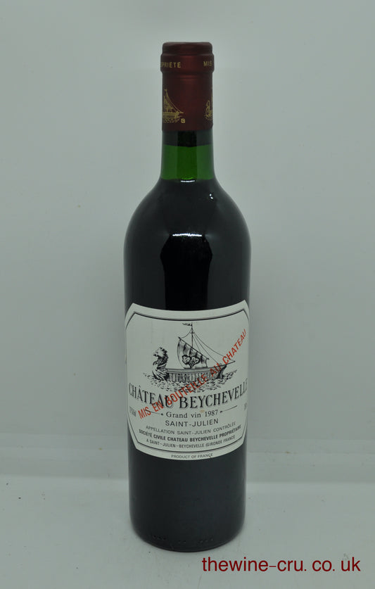 1987 vintage red wine fro Saint Julien. The bottle is in good condition with the wine level being base of neck. Immediate delivery. Free local delivery. Gift wrapping available.