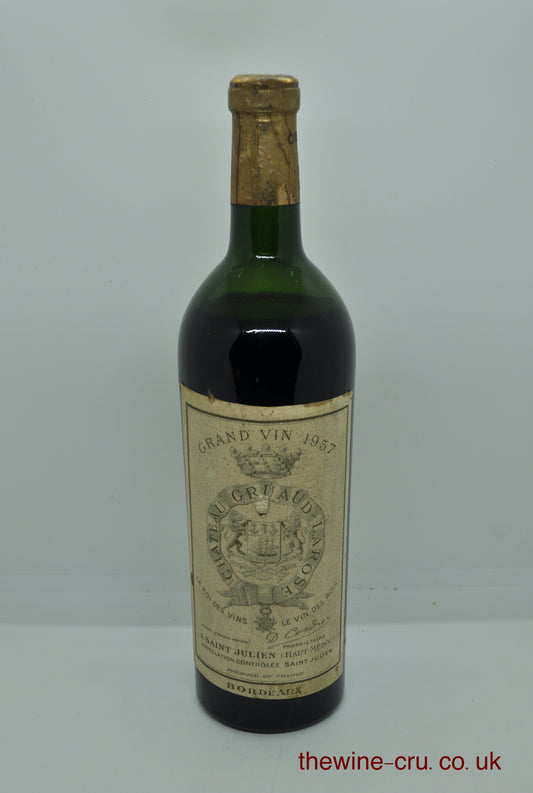 1957 vintage red wine. The bottle is in good general condition for its age. The level of the wine is mid shoulder. Immediate delivery. Free local delivery. Gift wrapping available.