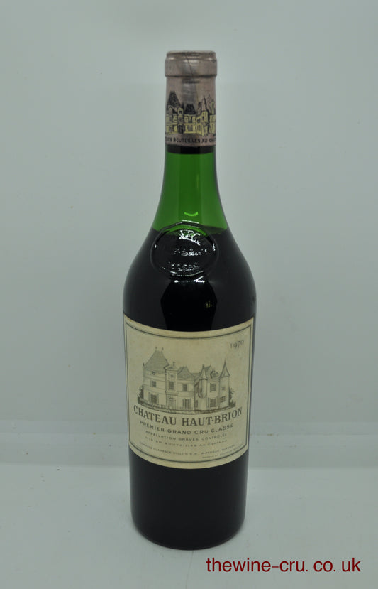 1970 vintage red wine. The bottle is in good condition. The wine level is abut 5cm from the base of the cork. Good for Haut Brion of this age. Immediate delivery. Free local delivery. Gift wrapping available.