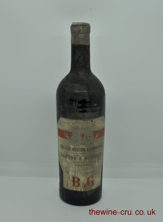 1936 vintage red wine. The bottle is dirt and the wine level is mid shoulder. Immediate delivery. Free local delivery. Gift wrapping available.