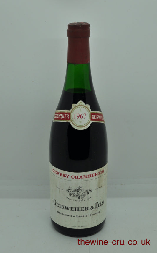 1967 vintage red wine from Burgundy. The bottle is in good general condition with the wine level being 4 inches below the cork. Immediate delivery. Free local delivery. Gift wrapping available.