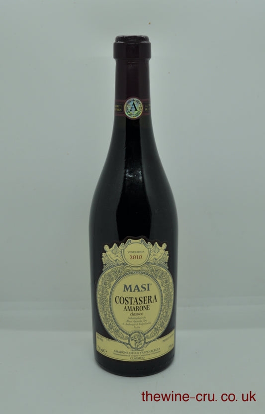Bottle of Masi Costasera Amarone wine on a white background. 2010 vintage red wine. The bottle is in excellent condition. Immediate delivery. Free local delivery. Gift wrapping available.