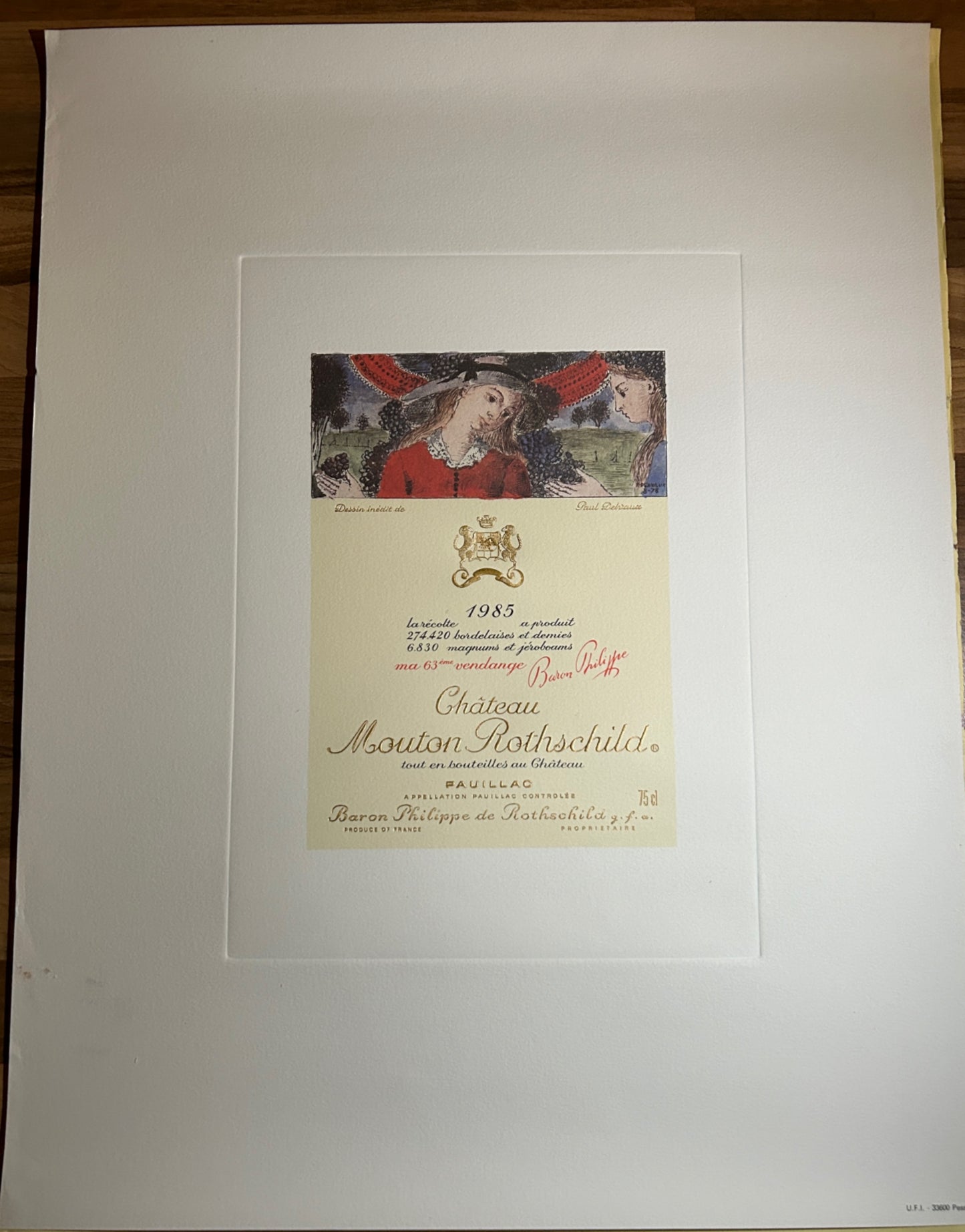 Chateau Mouton Rothschild 1985 Label Lithograph